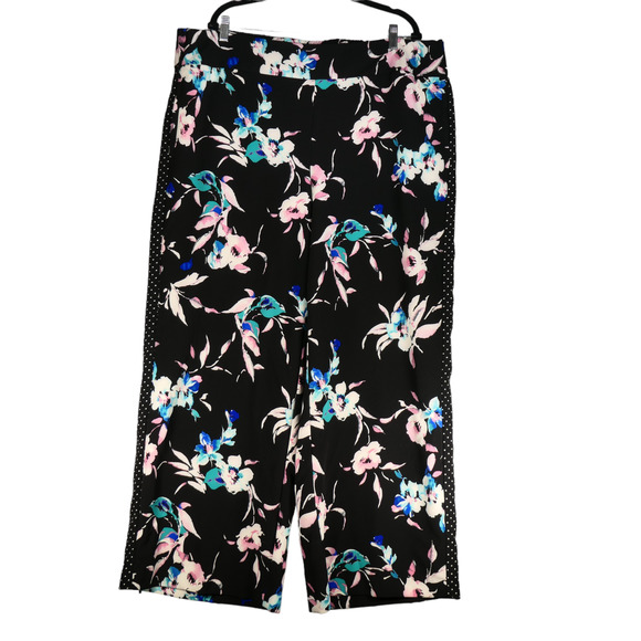 Lane Bryant Pants Womens 22 24 High Rise Wide Leg Floral Polka Dot Multicolor - Picture 1 of 13